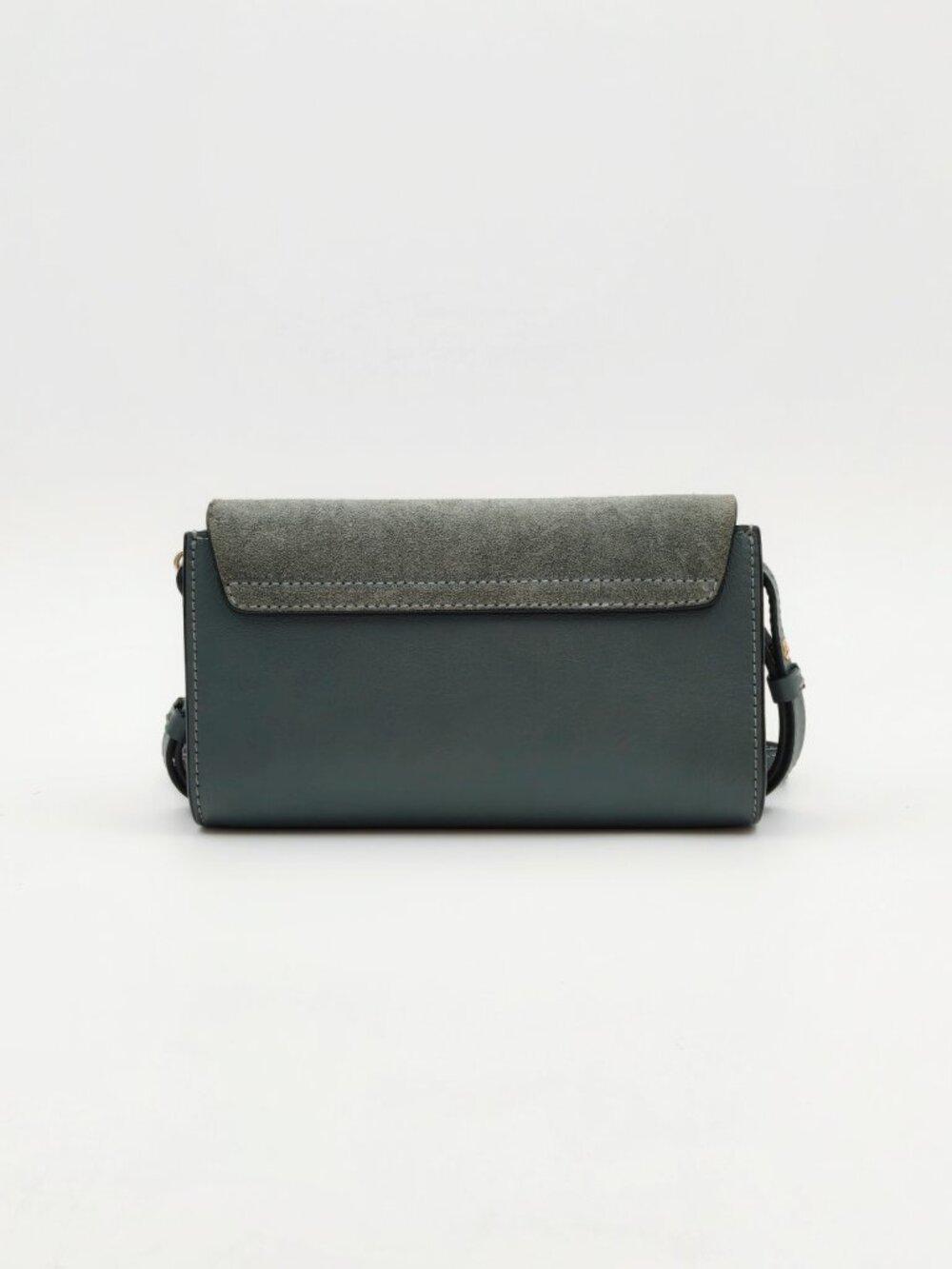 Chloé Faye Small Crossbody Bag Dark Green Suede Leather Gold Chain Authentic - Picture 2 of 12